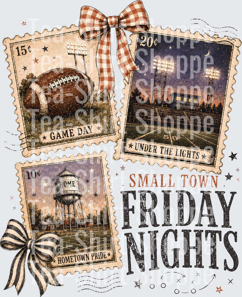 Small Town Friday Nights Vintage Postage Stamp Football