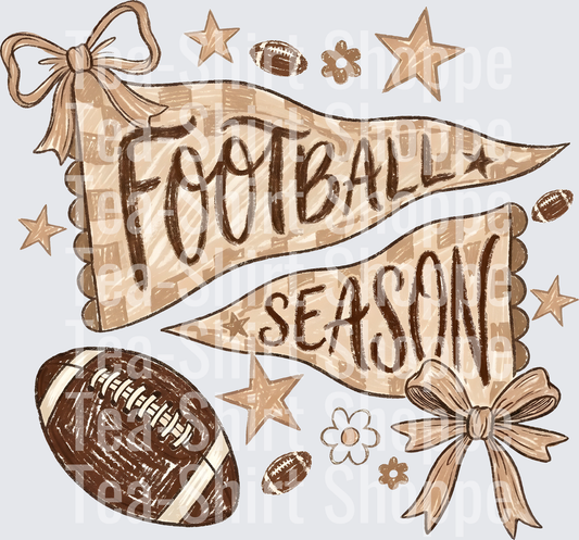 Football Season Pennant Banners Coquette Bow Stars Design