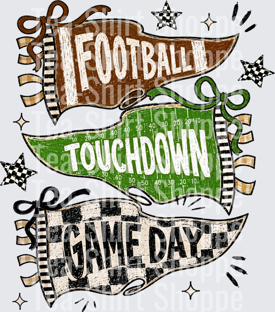 Football Touchdown Game Day Stacked Pennant Flags
