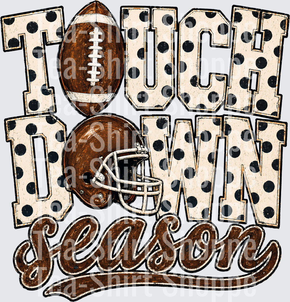 Touchdown Season Polka Dot Football Helmet Graphic