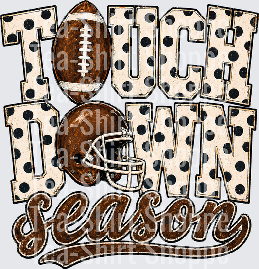 Touchdown Season Polka Dot Football Helmet Graphic