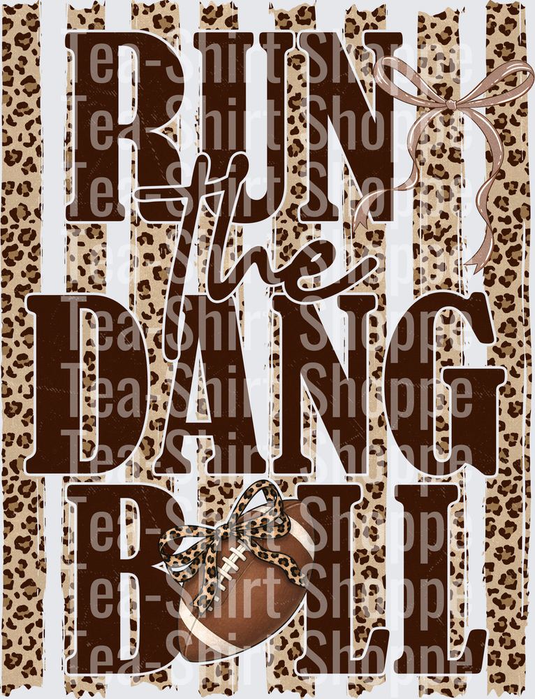Run The Dang Ball Leopard Print Football Coquette Bow