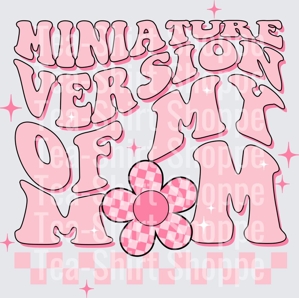 Miniature Version Of My Mom Retro Pink Groovy Flower Design