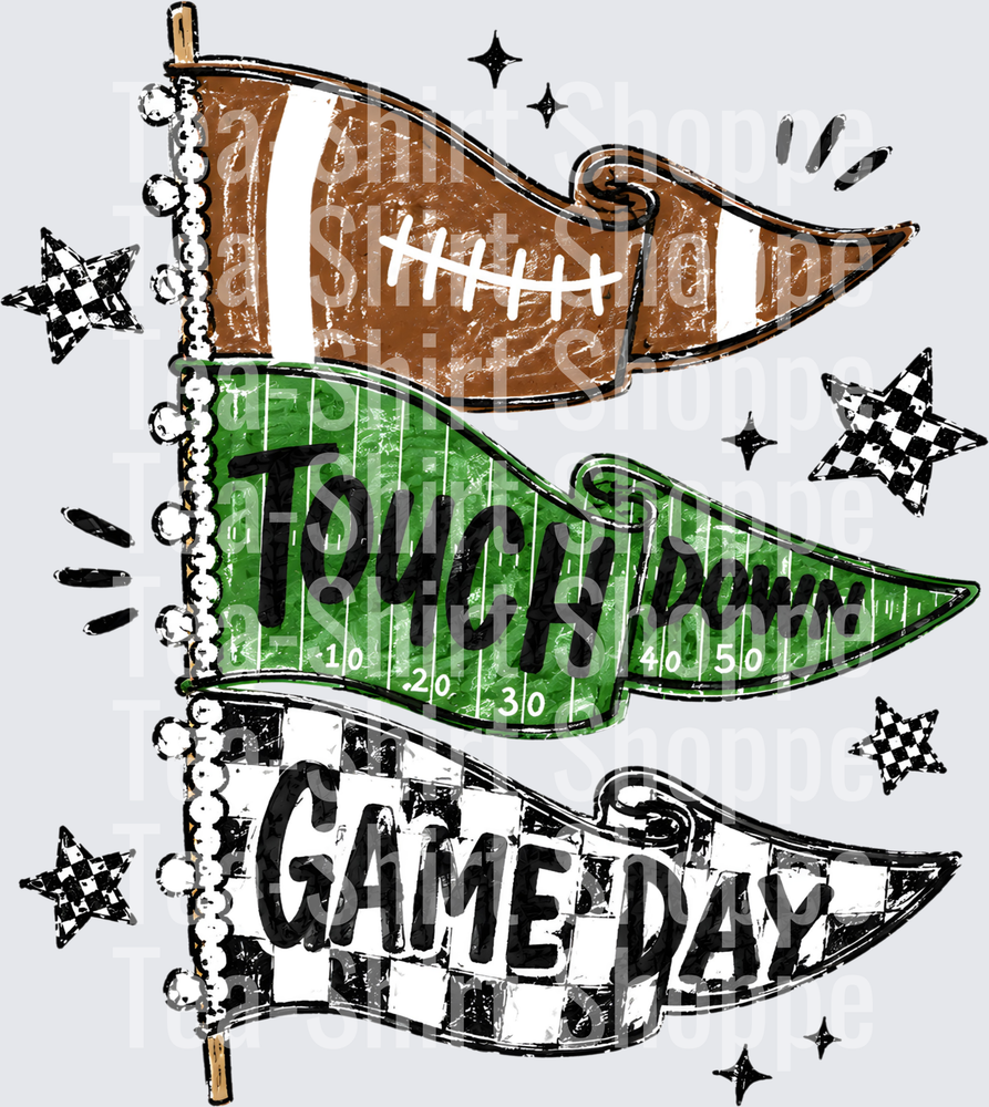 Touchdown Game Day Football Pennant Flag Stack