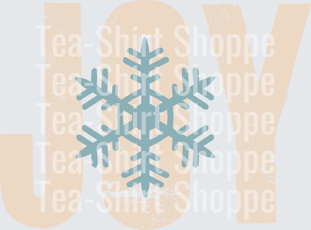 Distressed JOY Text with Blue Snowflake Winter Holiday
