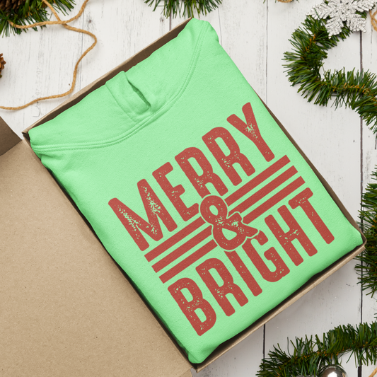 Merry & Bright Full Color Ready For Press DTF Print Transfer, Direct To Film