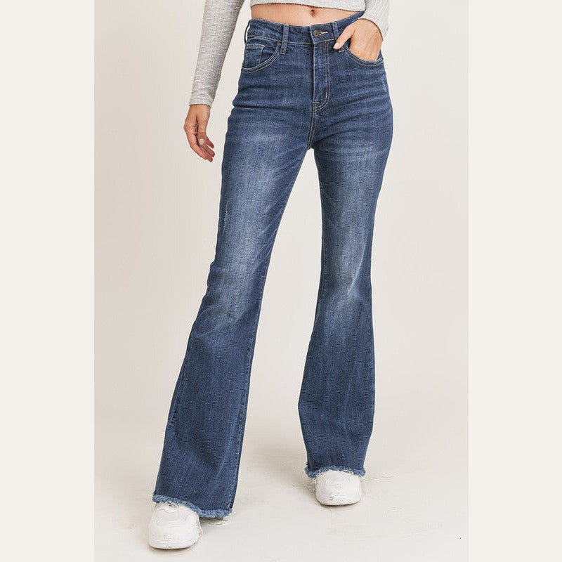 Vintage Frayed Flare Risen Jeans