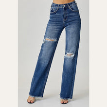 Risen High Rise Ripped Wide Leg Jeans