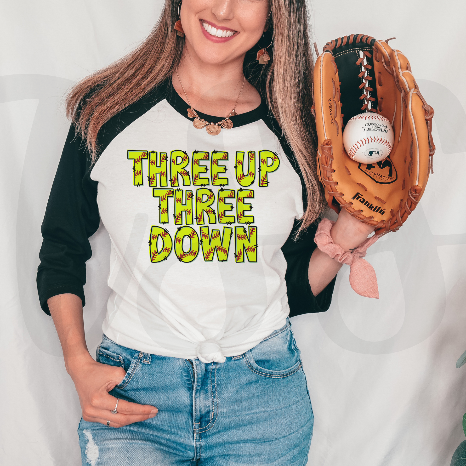 Three Up Three Down Softball DTF Transfer Print, Copy, Scan & Fax TSS Print   