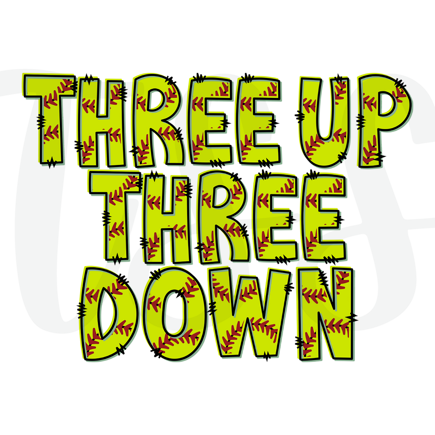 Three Up Three Down Softball DTF Transfer Print, Copy, Scan & Fax TSS Print   