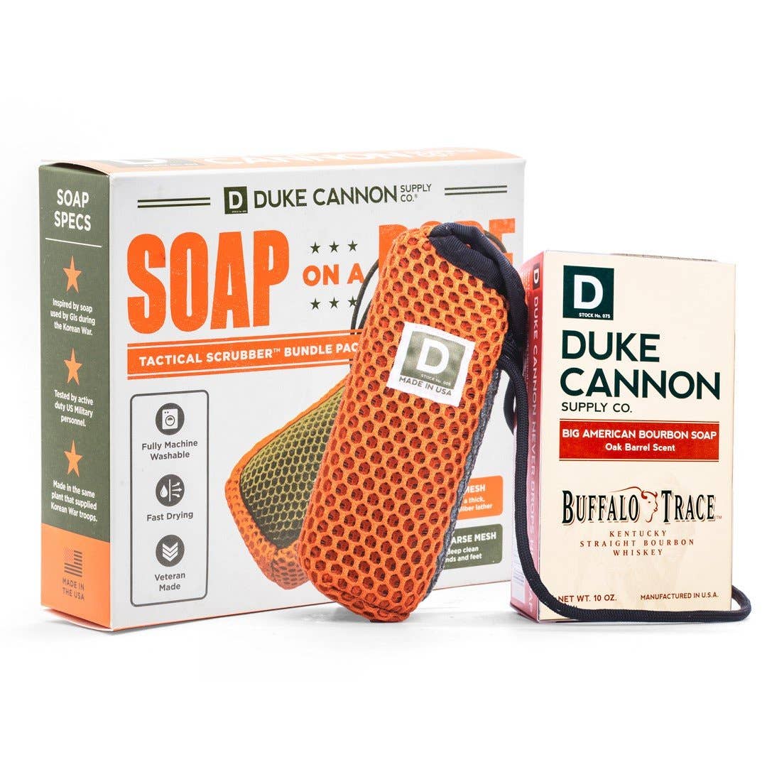 Soap on a Rope Bundle Pack (Tactical Scrubber + Bourbon soap  Duke Cannon   