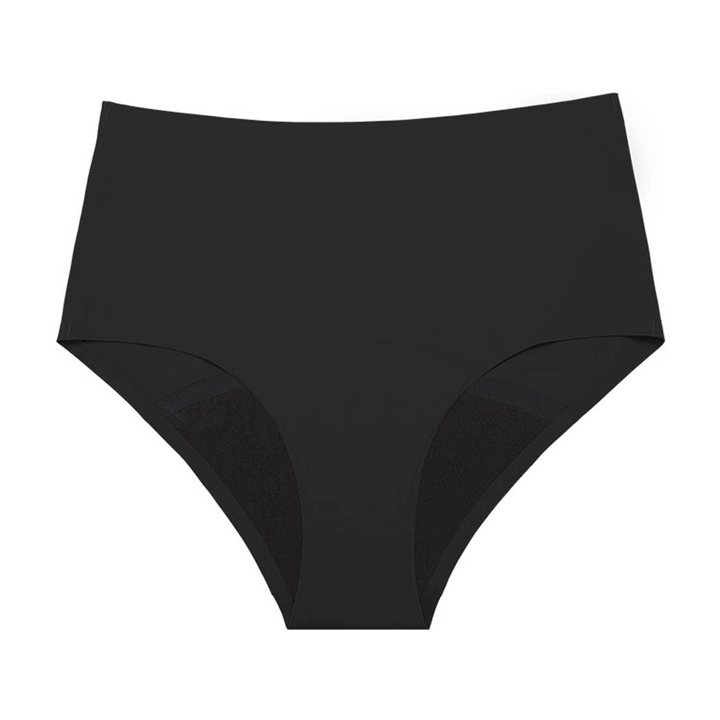 Super Absorbency High-Waist Brief Period Underwear: Black / L