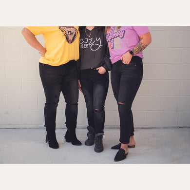 Black Relaxed Skinny Distressed Jeans