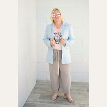 Pinstripe Belted Wide Leg Crop Pants