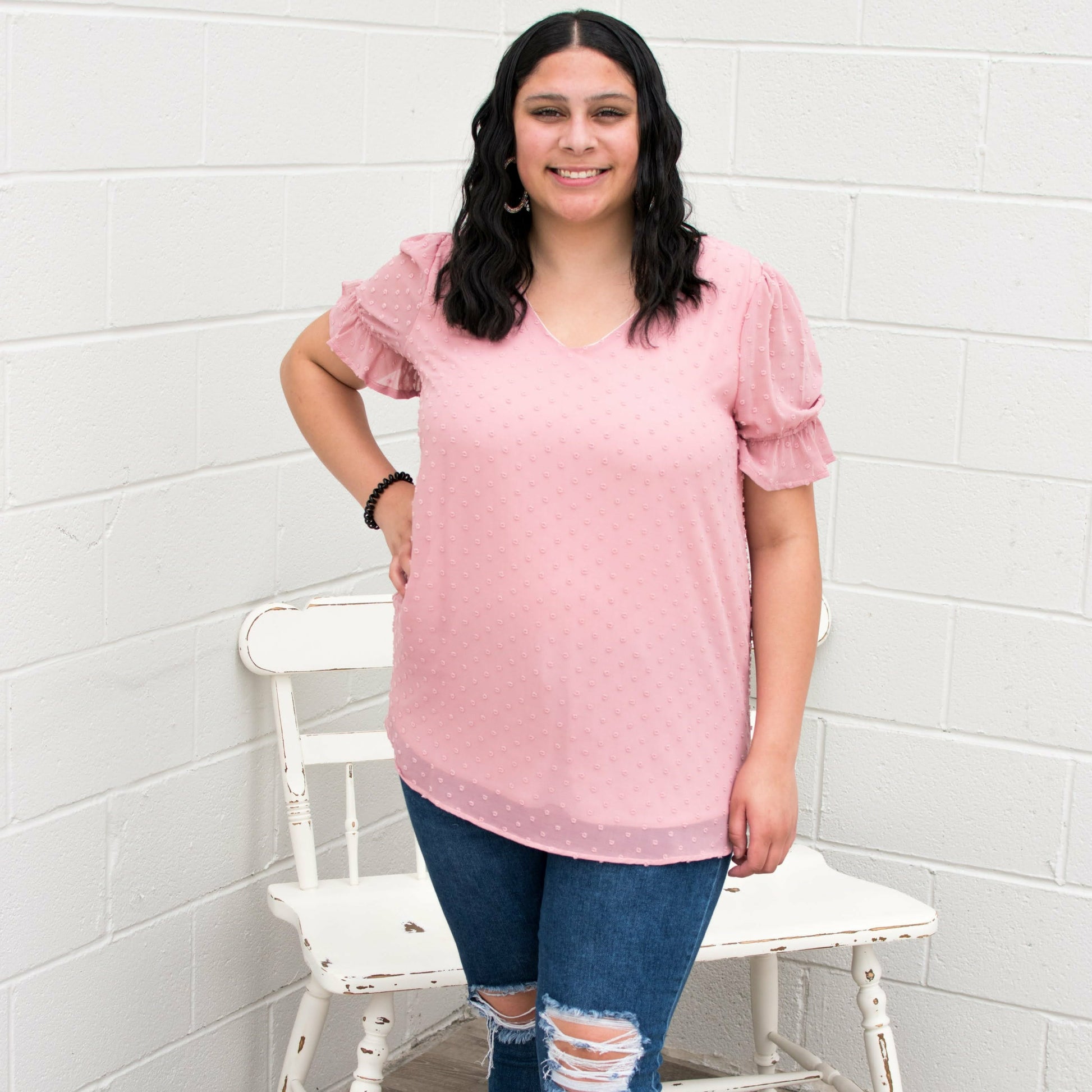 You will love this beautiful 1/2 sleeve top that is perfect for spring and summer - Add your favorite necklace and pair it up with your ankle boot for a formal look or sneakers for a casual look.  100% Polyester