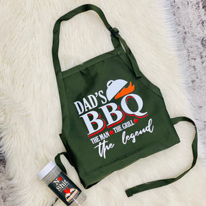 If your father loves grilling than it would be a shame not to get this apron! It has two front pockets, yep, it just got better! And is a durable fabric. It also has an adjustable neck strap. To get it at just the height you want.   Q-TEES 55% Cotton 45% Polyester Dark Green