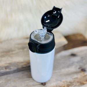 12oz, Stainless Steel Toddler Bottle for sublimation. White with push button lid and spout. Ideal for birthdays and other kid special events. 