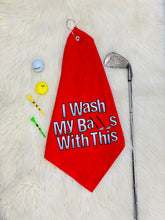 The vibrant red color and bold graphic design make this towel a standout item in your golf bag. And with the included metal hook, you can easily attach it to your bag for quick and convenient access during your round.