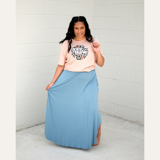 Chambray Maxi Skirt With Pockets