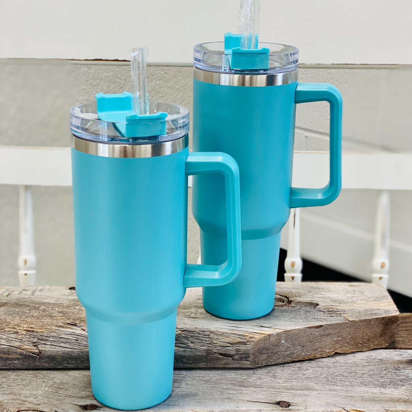 Turquoise - 40oz Stainless Steel Tumbler w/ Handle