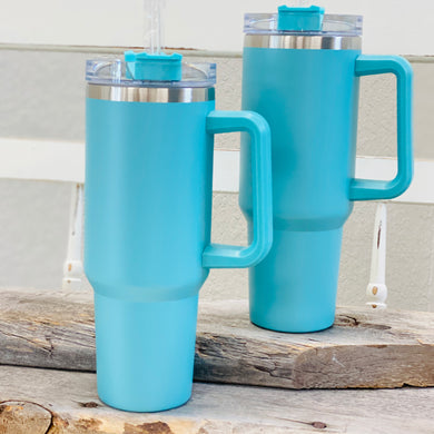 Turquoise - 40oz Stainless Steel Tumbler w/ Handle