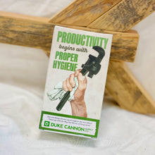 Big Ass Brick of Soap - Productivity For the early rising man who leads a life of productivity, Duke Cannon created a soap with a hint of menthol to cool the skin and wake him up so he can get things done.