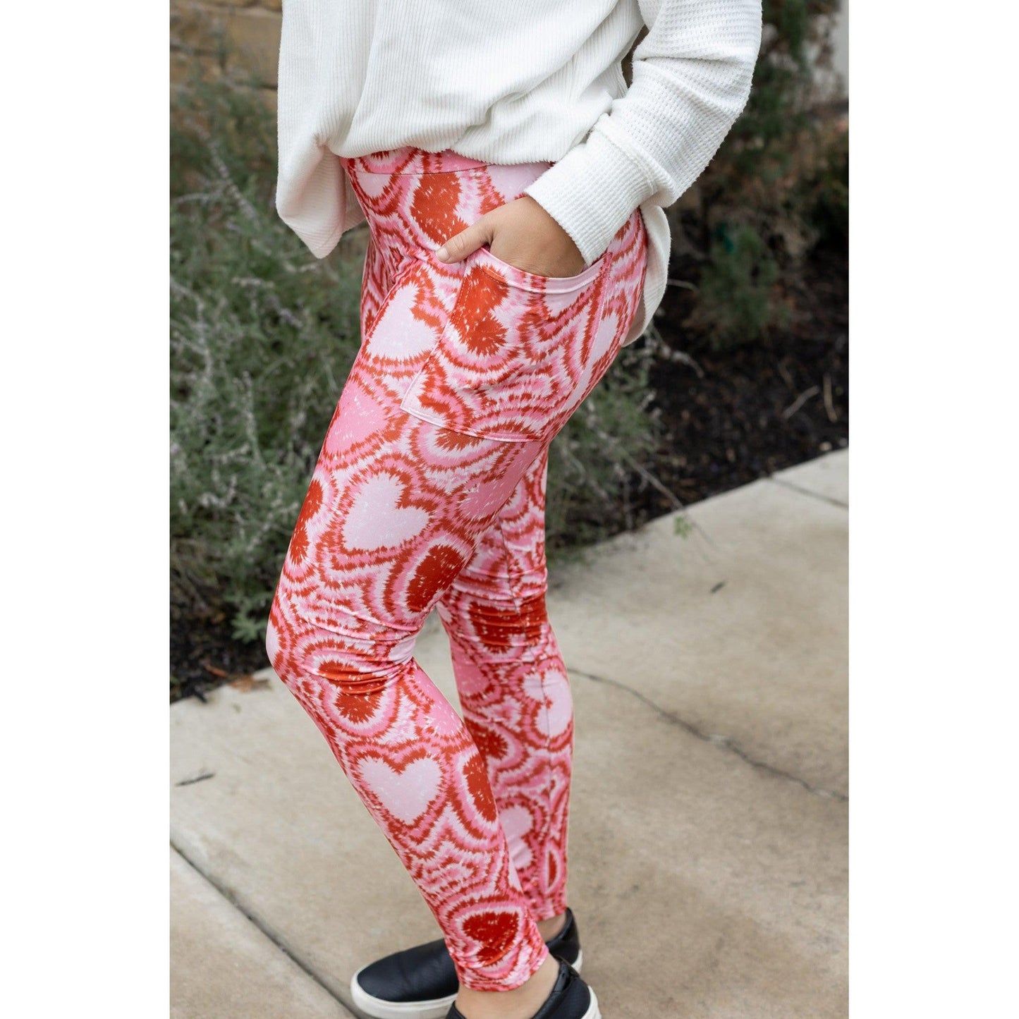 Hearts (Pink and Red) Full Length Leggings