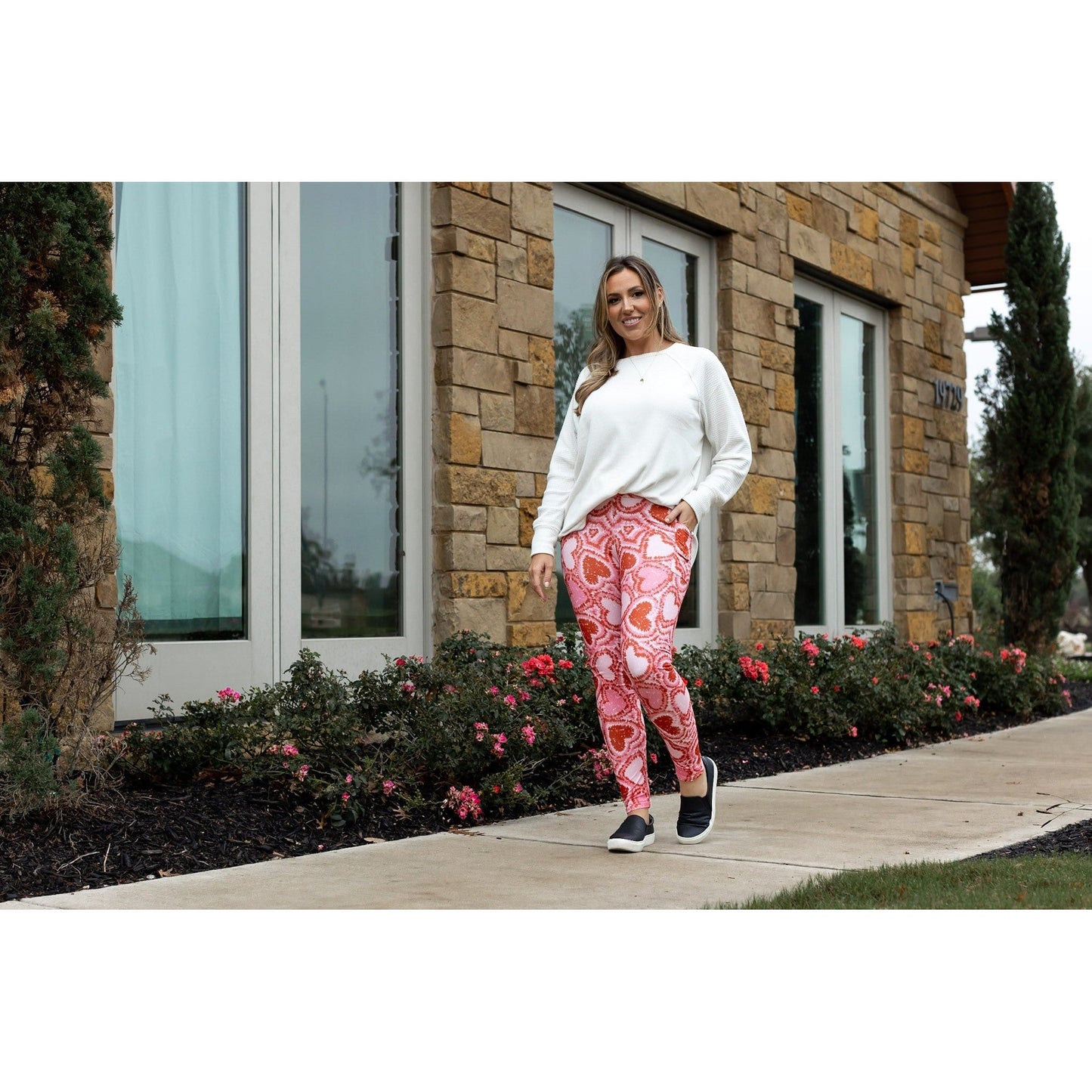 Hearts (Pink and Red) Full Length Leggings