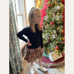                                                      Leopard Skirt  Every little girl needs a leopard skirt in their closet. It is made up of a thicker material so it'll be nice and warm in this cold weather! Your daughter will be so stylish!   . Fabric; polyester  ﻿. ﻿Comfy Warm   ﻿. ﻿True to size   ﻿.﻿ Little girl 