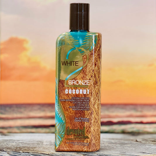 If you are craving a taste of the tropics then your skin needs White 2 Black Coconut™, the vacation in a bottle! This intoxicating bronzing crème will drench the skin just from the beach dark color while added Coconut water, Coconut Oils & Extracts smooth, soften, hydrate and quench even the driest skin. If what you desire is darkness, then no vacation needed… White 2 Black Coconut™ will be your passport to paradise!