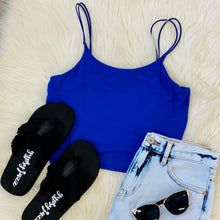 DOUBLE STRAP CROP CAMI TOP TOTAL BODY LENGTH(HIGH POINT BUST): 12", BUST: 28" approx. - MEASURED FROM SMALL Bright Blue