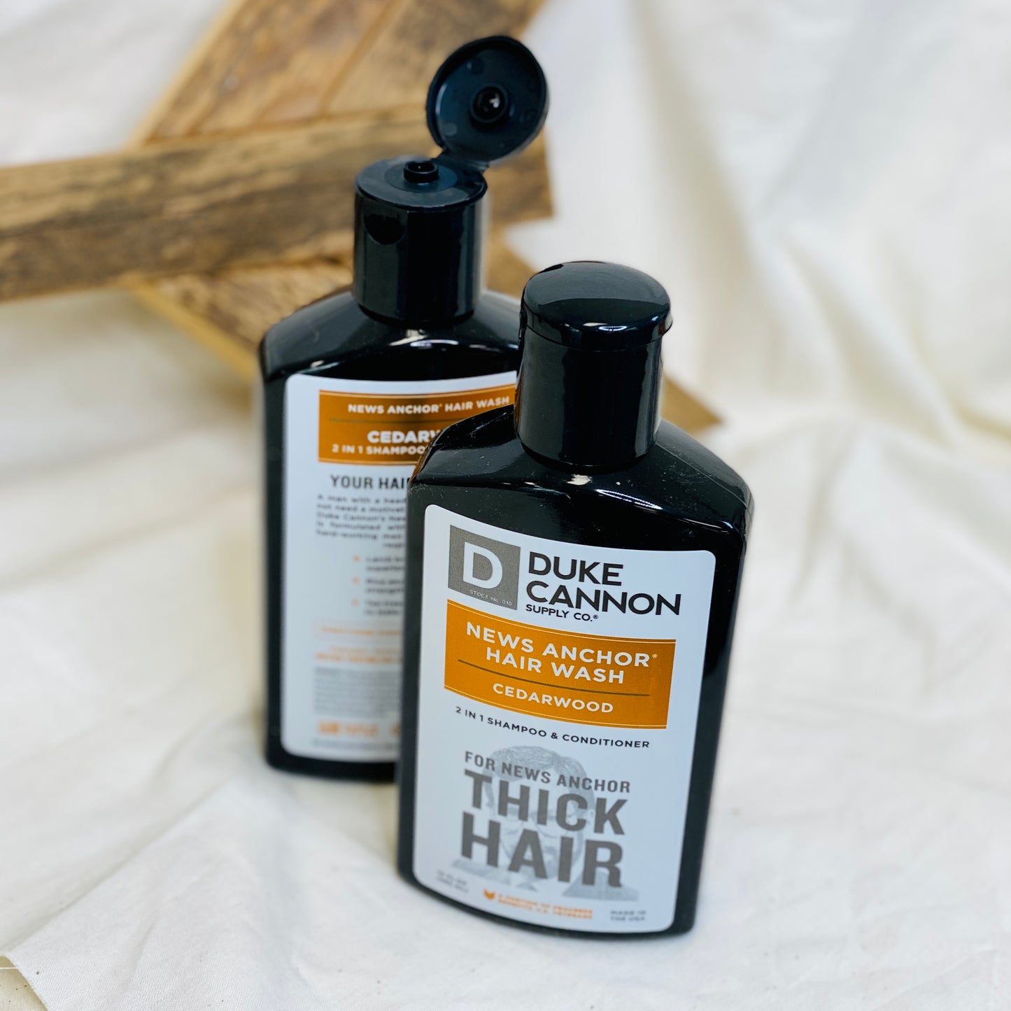 A man with a head of thick, healthy hair does not need a motivational quote to start the day. Duke Cannon's News Anchor Cedarwood 2-in-1 Hair Wash is formulated with premium ingredients for hard-working men whose hair commands the respect of others.