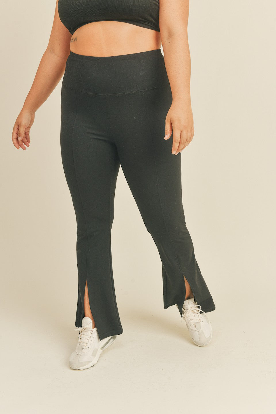 High-Waisted Flare Front Slit Leggings Activewear Kimberly C   