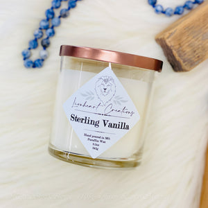 Start your day with a burst of freshness with Lionheart Creation's hand poured Rustic Sandalwood candle. Enjoy the uplifting fragrance as you get ready for your day.  Paraffin Wax Glass jar Suction seal lid 8.5 ounces