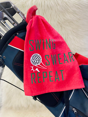 Swing Swear Repeat Golf Towel